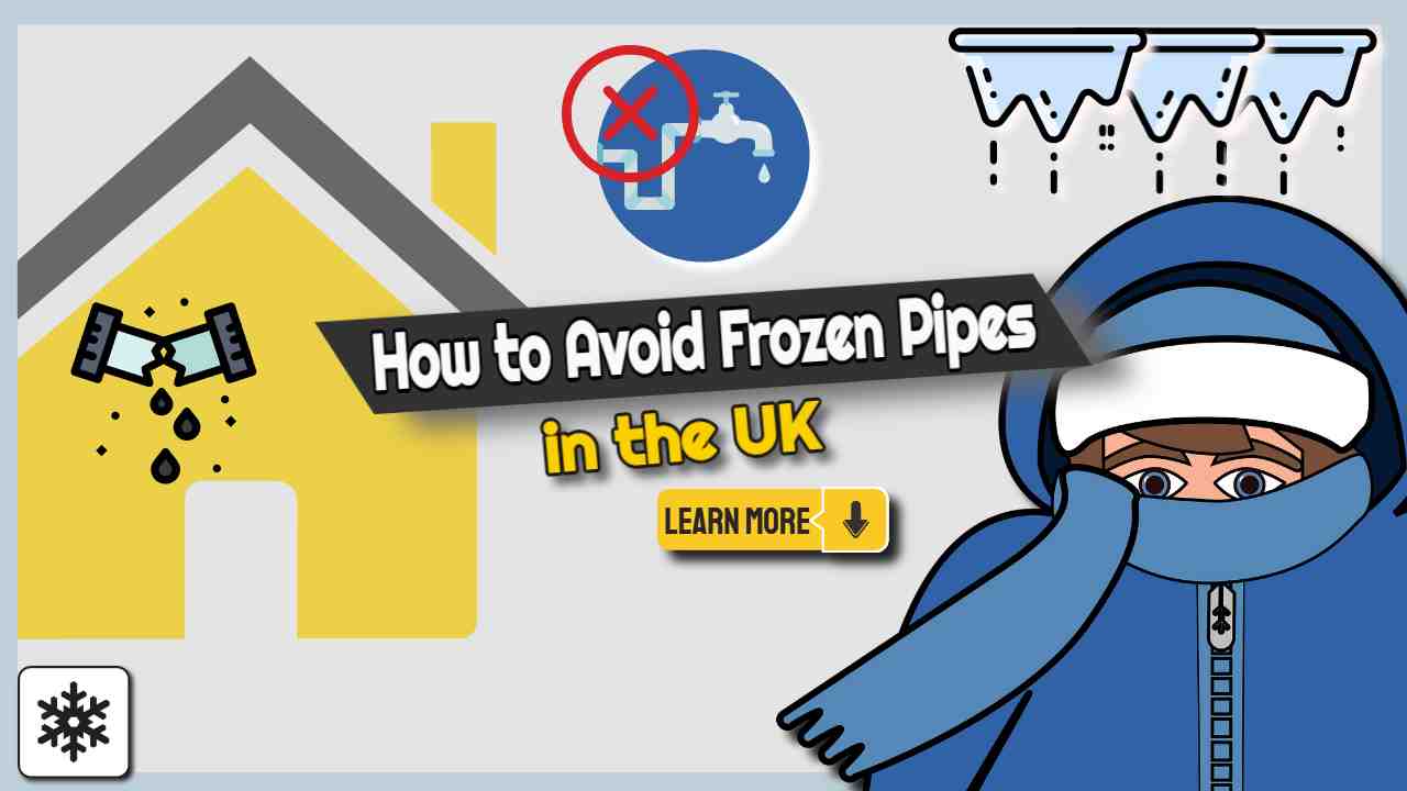 Image text: "How to avoid frozen pipes UK".